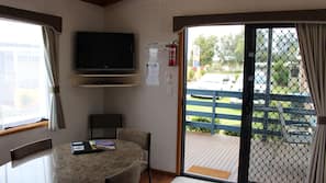Flat-screen TV, DVD player