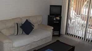 Flat-screen TV, DVD player