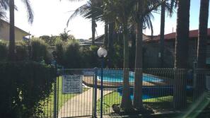 Outdoor pool, pool loungers
