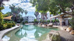 Outdoor pool, pool loungers