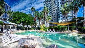 Outdoor pool, pool loungers