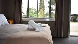 Blackout curtains, iron/ironing board, free WiFi, linens