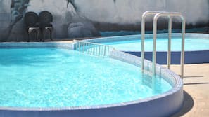 Outdoor pool, pool loungers
