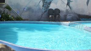 Outdoor pool, pool loungers