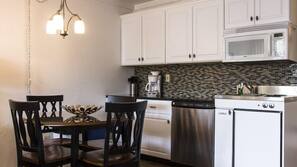 Mini-fridge, microwave, stovetop, dishwasher