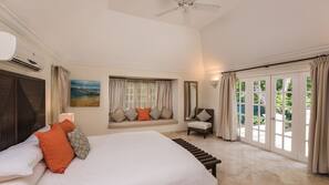 5 bedrooms, premium bedding, free minibar items, desk