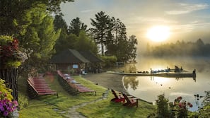 Private beach, sun loungers, beach towels, kayaking