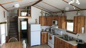 Fridge, microwave, coffee/tea maker