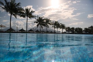 Outdoor pool, pool umbrellas