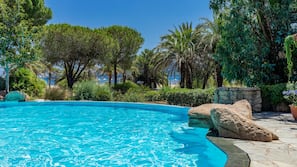 Outdoor pool, pool loungers