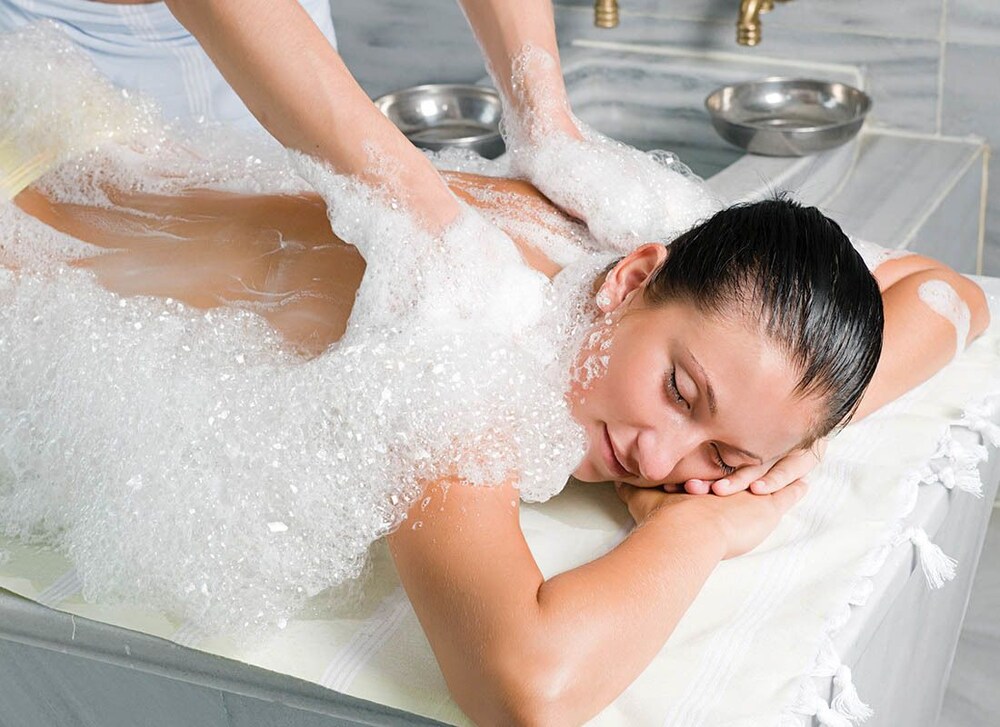 Curly shower bride massage