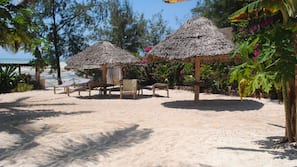 On the beach, white sand, beach bar