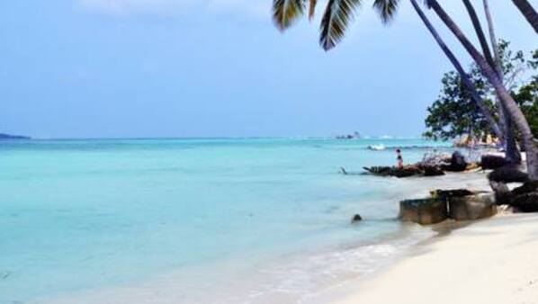 On the beach, scuba diving
