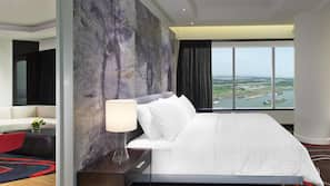 Premium bedding, down duvet, Select Comfort beds, minibar