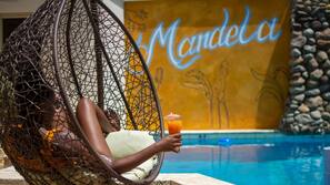 Outdoor pool, pool umbrellas
