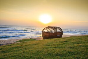 Private beach, white sand, free beach cabanas, sun loungers