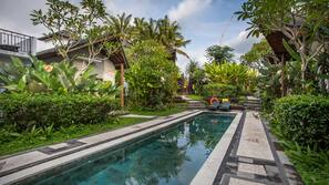 2 outdoor pools, open 7:00 AM to 7:00 PM, pool loungers