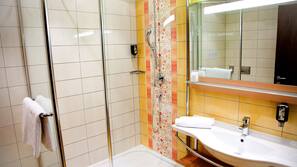 Shower, free toiletries, hair dryer, bathrobes