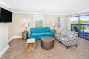 Living room | 50-inch flat-screen TV with cable channels, TV, Netflix