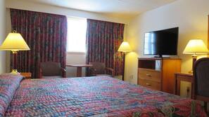 Desk, laptop workspace, iron/ironing board, WiFi
