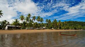 On the beach, snorkeling