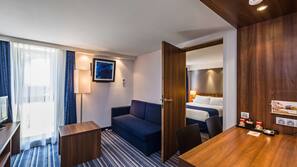 Premium bedding, desk, soundproofing, iron/ironing board