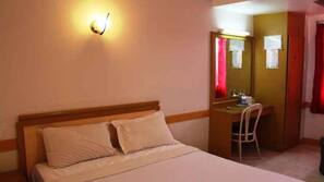 Desk, free WiFi, bed sheets