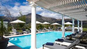 Outdoor pool, pool umbrellas