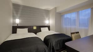 Premium bedding, down duvet, desk, laptop workspace
