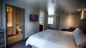 Premium bedding, down comforters, in-room safe, soundproofing