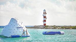 On the beach, snorkeling