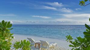 On the beach, scuba diving