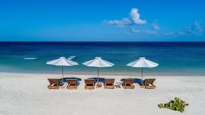 On the beach, white sand
