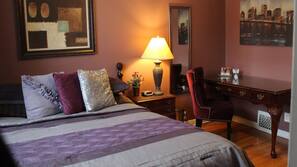 Premium bedding, individually decorated, individually furnished, desk