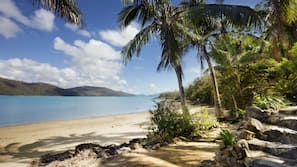 On the beach, sun loungers, beach towels, beach massages