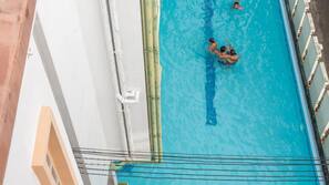 Outdoor pool, pool loungers