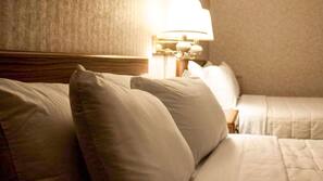 Premium bedding, desk, blackout drapes, soundproofing