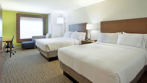 Hypo-allergenic bedding, down duvets, in-room safe, desk