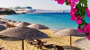 Beach nearby, sun loungers, beach umbrellas, beach towels