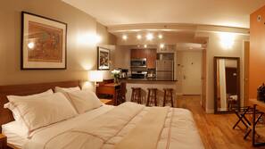 Premium bedding, desk, iron/ironing board, cots/infant beds