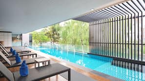 Outdoor pool, pool loungers