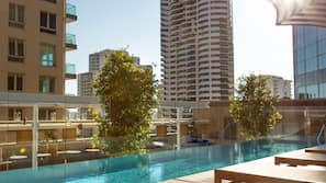 Outdoor pool, pool loungers