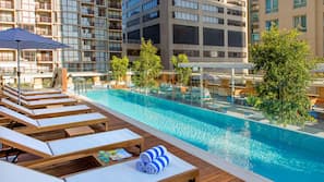 Outdoor pool, pool loungers