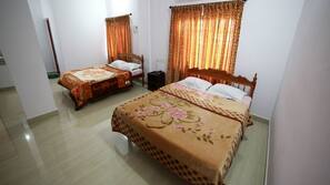Desk, rollaway beds, linens