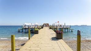 Private beach, sun loungers, beach umbrellas
