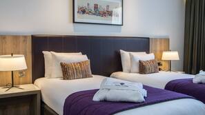 In-room safe, desk, laptop workspace, blackout curtains