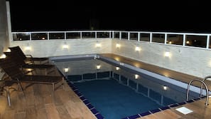 Outdoor pool, pool loungers