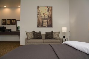 Hypo-allergenic bedding, pillowtop beds, desk, iron/ironing board