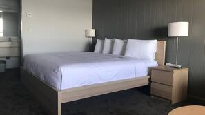 Down comforters, pillowtop beds, free WiFi, linens