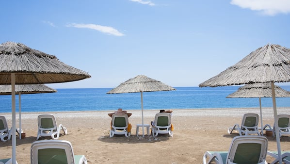 Private beach nearby, sun-loungers, beach umbrellas, beach towels